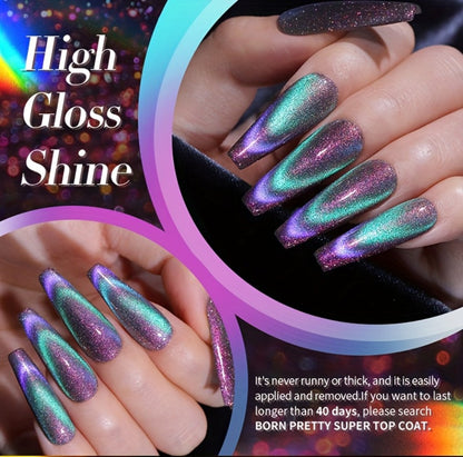 Gel Nail Polish BORN PRETTY 6-Piece 10ml Magnetic Cat-Eye Set with Double-Light Reflection