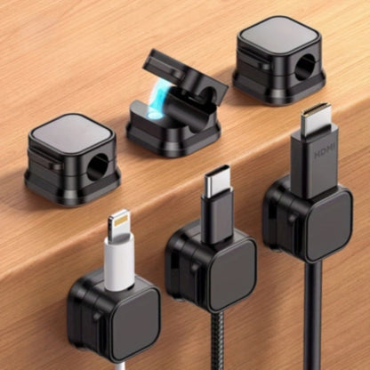 Magnetic Cable Organizer Clips, 16-Piece Black Square Set for Desk-Edge Cord Routing Pictured
