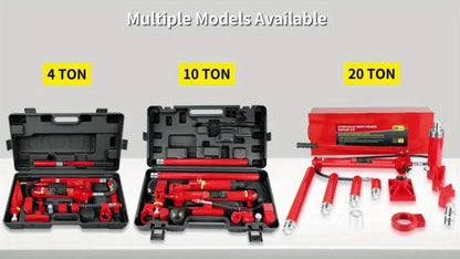 Porta Power Hydraulic Jack Kit 4 / 10 / 20 Ton, High Carbon Steel Body Repair Ram Set for Pulling Pushing Lifting Bending Straightening