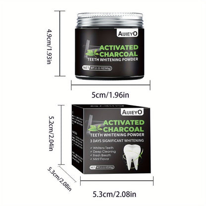 Activated Charcoal Teeth Whitening Powder - Natural Tooth Polish for Deep Cleaning, Plaque Removal & Fresh Breath