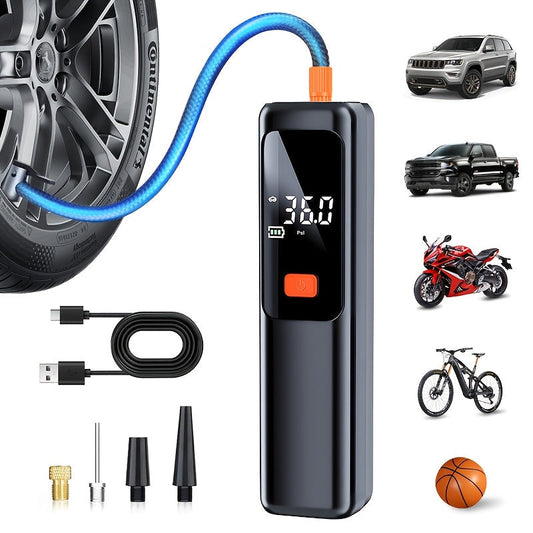 150 PSI Cordless Tire Inflator with Digital Pressure Display, Preset Controls, LED Light and Nozzle Set
