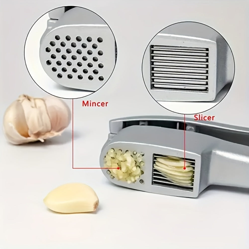 Garlic Press 2-in-1 Garlic Mincer and Slicer Stainless Steel Manual Garlic Crusher Presser for Fine Mince Puree Kitchen Tool for Home