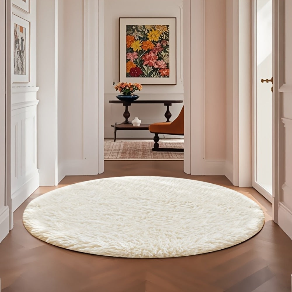 Area Rug Fluffy Faux-Fur Shag in Solid, Tie-Dye and Ombre Colors with Six available Room Sizes