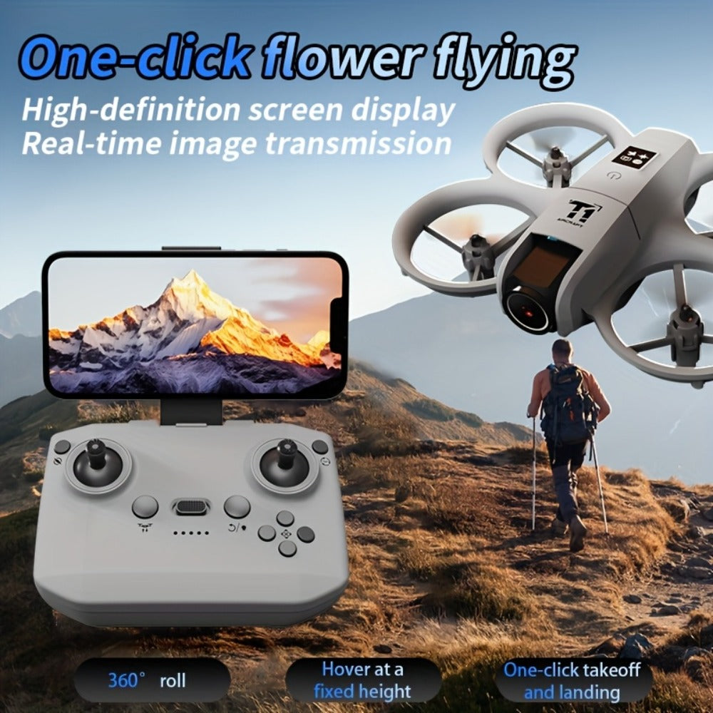 Mini 4K FPV Drone 180° Rotating Dual Camera Optical Flow Positioning Dual Batteries 360° Flip One-Key Takeoff Anti-Shake