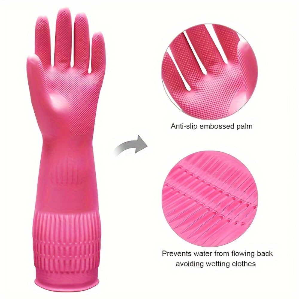 Premium Cleaning Gloves 3 Pair Slip-Resistant Kitchen Dishwashing Laundry Gloves Reusable for Home Cooking, Dining and Outdoor Meals