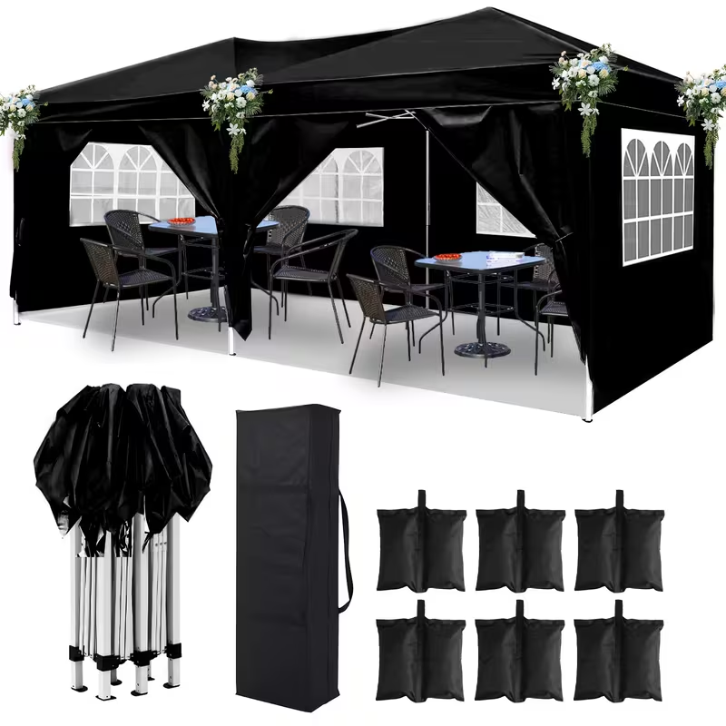 Party Tent 10x20ft 6 Sidewalls Commercial Canopy for Garden, Patio and Yard Use, with the Listed Configuration