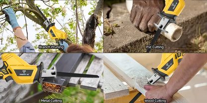 Electric Reciprocating Saw Cordless with LED Light & Safety Lock, Multi-Purpose Cutting Tool with Replaceable Blades