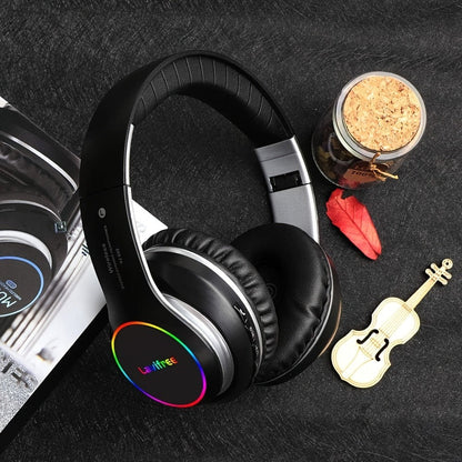 Wireless Headphones Deep Bass Foldable Built-in Mic 3.5mm Wired Stereo Sound Type-C for Bedside Audio, Alarms and Room Entertainment