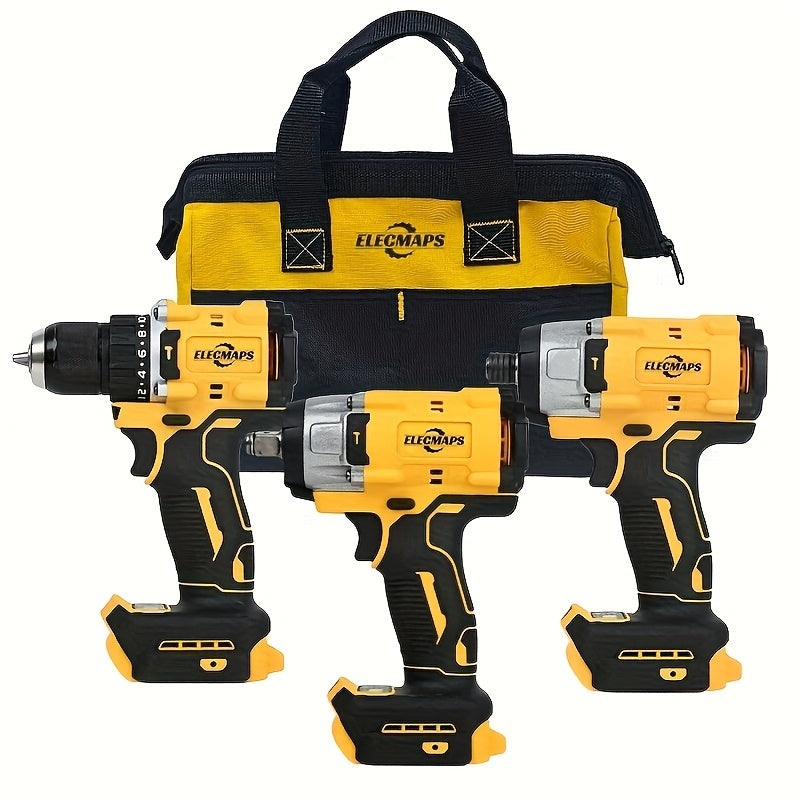 Cordless Power Tool Combo Kit for Dewalt 20V Battery - Impact Wrench 1500Nm, Brushless Drill & Screwdriver Set for Home & Construction