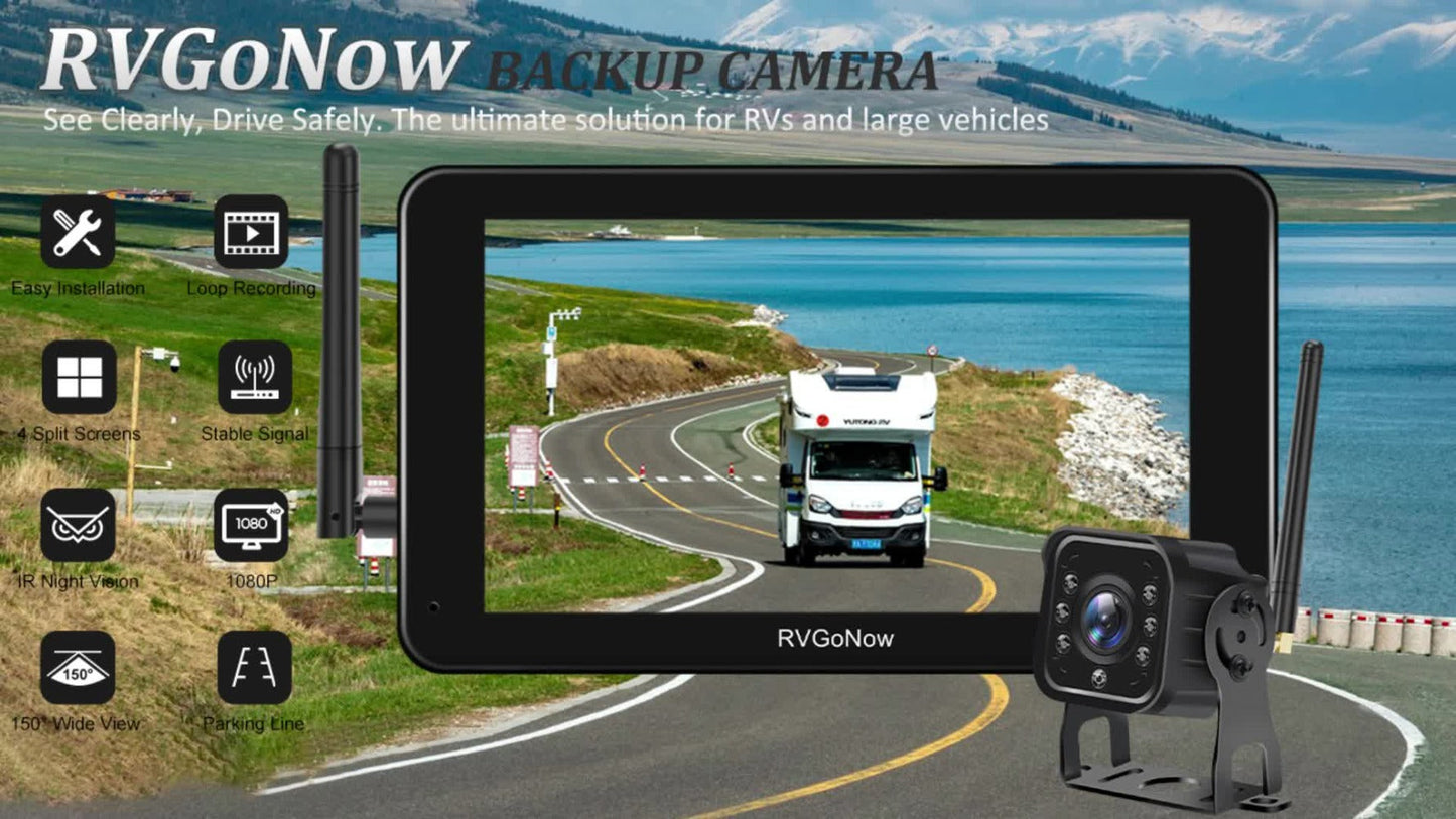 RV Backup Camera Wireless System – 7" HD 1080P Touchscreen Monitor, Night Vision, BSD Blind Spot Detection, 4-Channel, Furrion Compatible