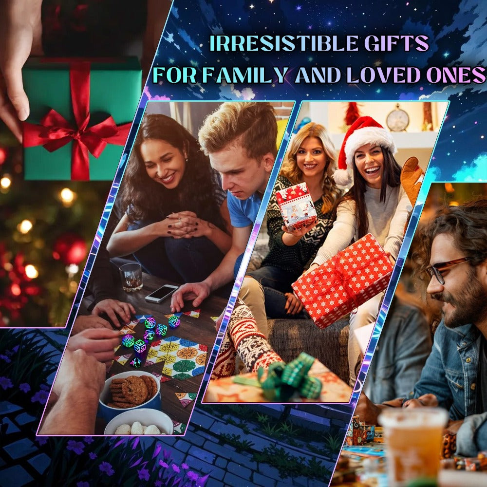 LED Dice Set 7pcs Wireless Rechargeable Light Up, Colorful Glowing Polyhedral Dice with Charging Box