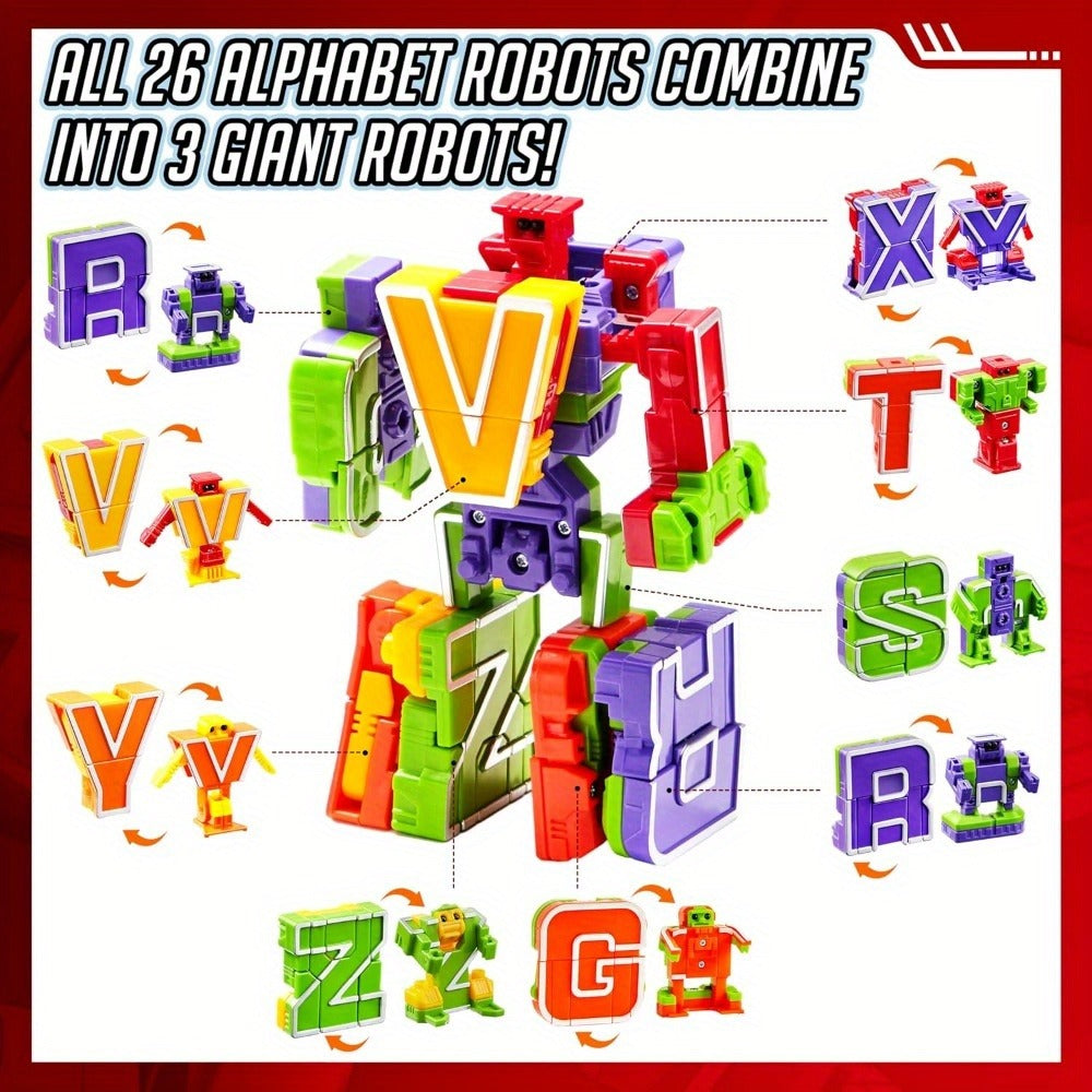 Alphabet Robot Toys for Kids Alphabots ABC Learning Letter Transform Robots, STEM Educational Toy for Boys & Girls Ages 3-8