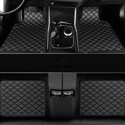 Quilted PU Car Floor Mats, Five-Piece Front and Rear Set in Red, Beige or Brown Color Options