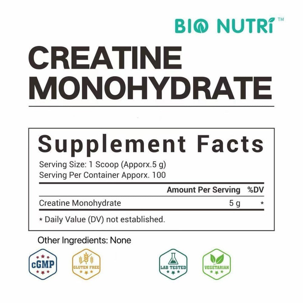 Creatine Monohydrate Powder 5000mg Per Serving 500g Pure Micronized Unflavored - Pre & Post Workout Supplement for Strength