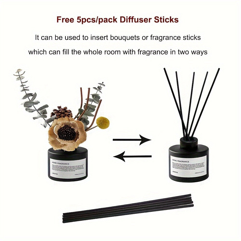 Reed Diffuser with Real Flowers & Essential Oil - Home Fragrance Scent Sticks for Bedroom Bathroom Living Room