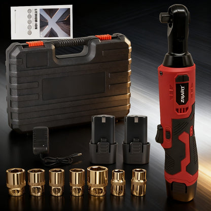 Cordless Electric Ratchet Wrench Set 12V - 45Nm High Torque 3/8" Rechargeable Ratchet Wrench with Battery