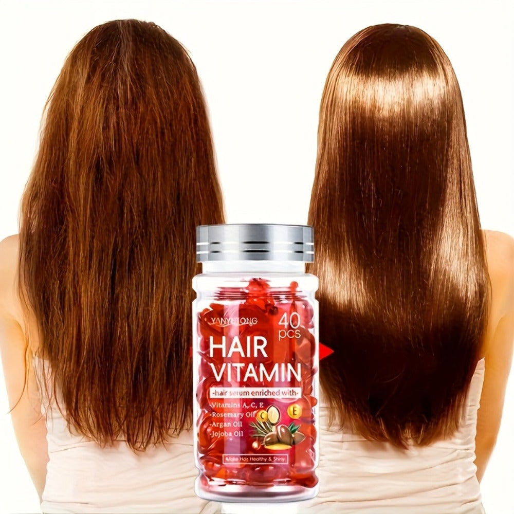 Argan Oil Hair Growth Vitamin Capsules with Keratin & Vitamins A C E B, Anti-Frizz Nourishing Hair Essence for Dry