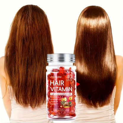 Argan Oil Hair Growth Vitamin Capsules with Keratin & Vitamins A C E B, Anti-Frizz Nourishing Hair Essence for Dry