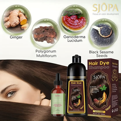 Hair Dye Kit 3-in-1 Color Shampoo with Rosemary Oil 500ml - Natural Safe No Ammonia Quick for Bath Time, Home Spa and Personal Care