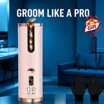 Cordless Automatic Curl-Chamber Iron with Display, USB Charging and Three Color Options Pictured