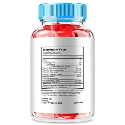 Energy & Wellness Gummies with Vitamin B12, B6, B9, Apple Cider Vinegar & Beet Juice, Natural Daily Supplement for Women & Men