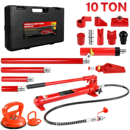 Porta Power Hydraulic Jack Kit 4 / 10 / 20 Ton, High Carbon Steel Body Repair Ram Set for Pulling Pushing Lifting Bending Straightening