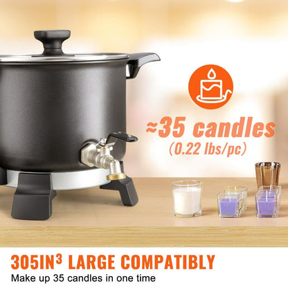 Wax Melter for Candle Making 5.5L Large Electric Wax Melting Pot with Easy Pour Spout, 1200W Fast Heating