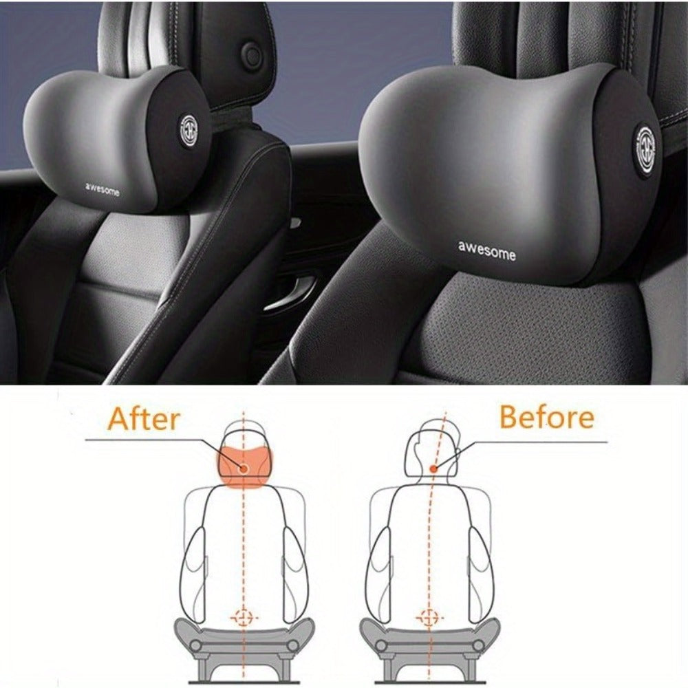 Car Lumbar Support Pillow & Neck Pillow Kit – Ergonomic Seat Cushion Set with Adjustable Strap for Back & Neck Pain Relief