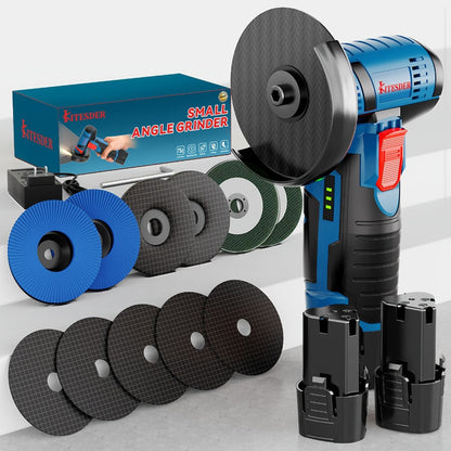 12V Cordless Angle Grinder - 19500 RPM Electric Sander & Polisher for Metal, Wood & Home, Multi-Function Grinding Tool