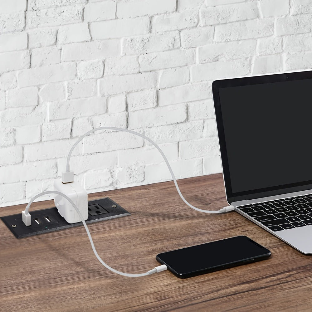 Recessed Power Strip Flush Mount Desk Outlet - 2 AC Outlets & 3 USB-A Ports for an Everyday Personal Care Routine