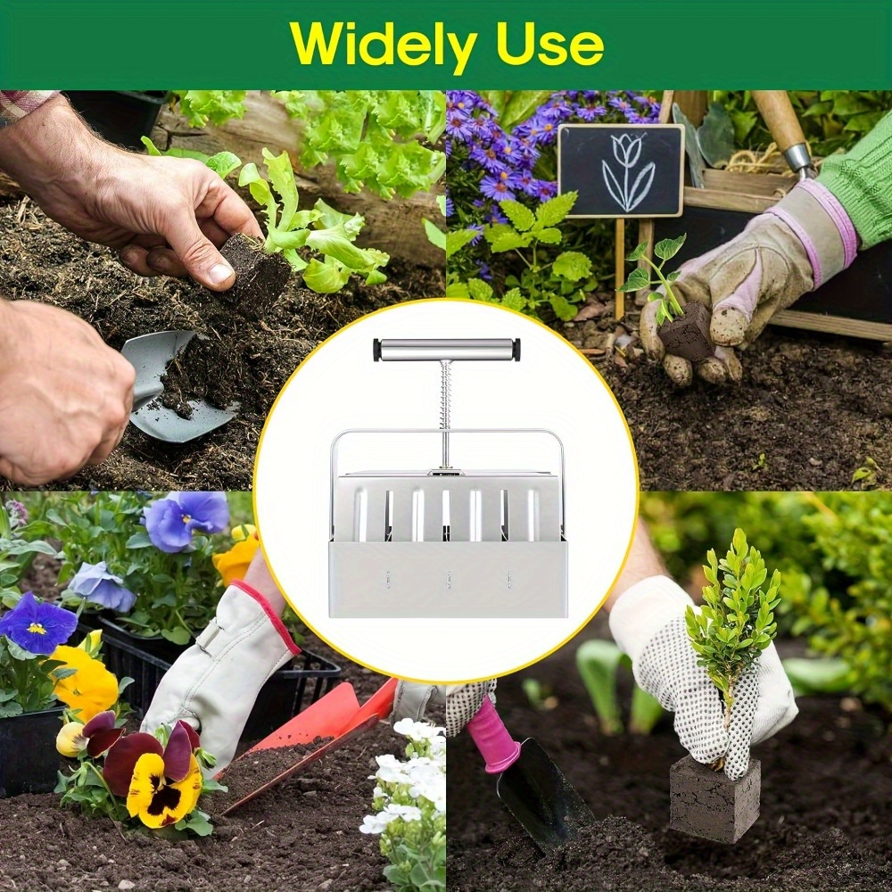 Garden Clod Breaker & Soil Blocker Tool – Heavy Duty Metal Multi-Cell Soil Block Maker with Adjustable Handle for Seed Starting