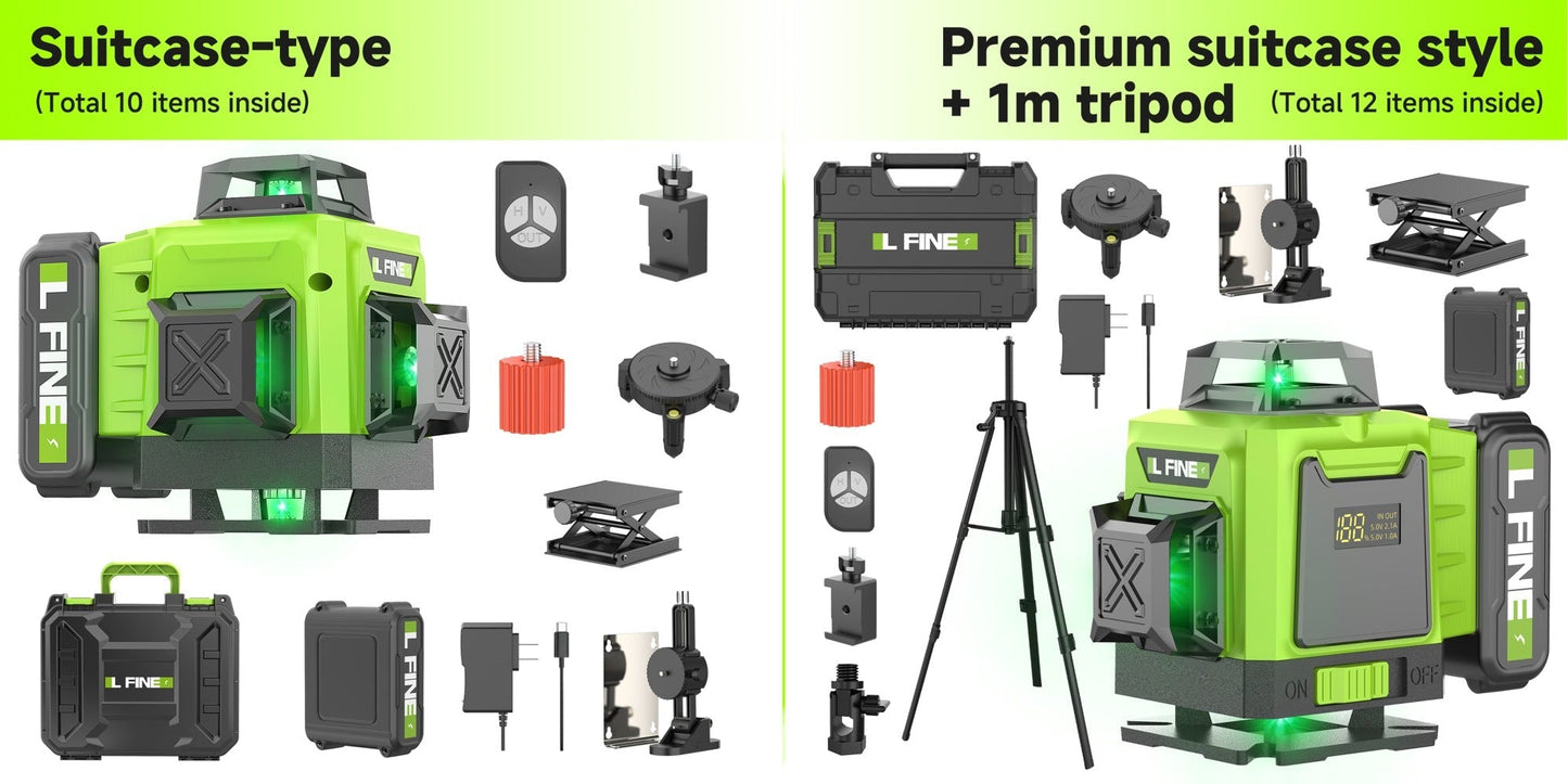 Laser Level 16 Line 4D Green Self-Leveling with Tripod 360 Degree Rotary Cross Line High for Entryways, Bedrooms and Living Spaces