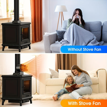 Wood Stove Fan 8-Blade Dual Motor Fireplace Fan Heat Powered for Wood Log Burner Stove for Entryways, Bedrooms and Living Spaces