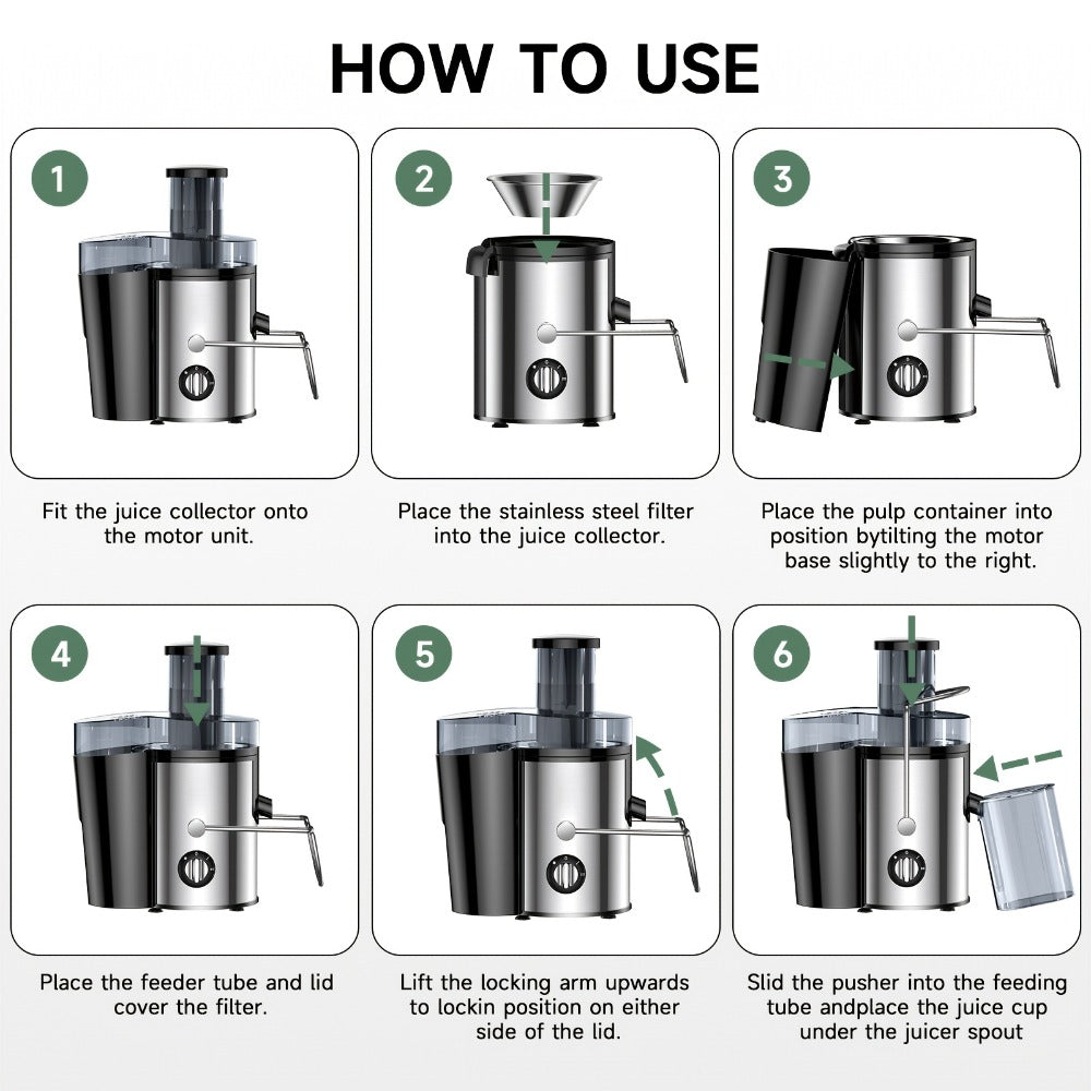 Centrifugal Juicer 600W Wide Mouth Juice Extractor - 3-Inch Feed Chute, High Juice Yield, Fast Juicing
