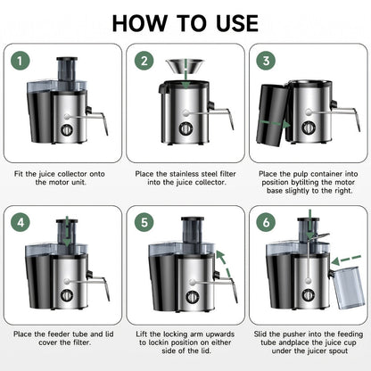 Centrifugal Juicer 600W Wide Mouth Juice Extractor - 3-Inch Feed Chute, High Juice Yield, Fast Juicing