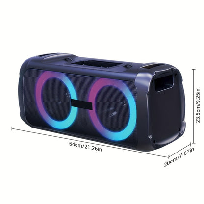Portable Bluetooth Speaker Large Party Model with Dual 6.5-Inch Woofers, TWS, LED Rings and 5-Hour Battery