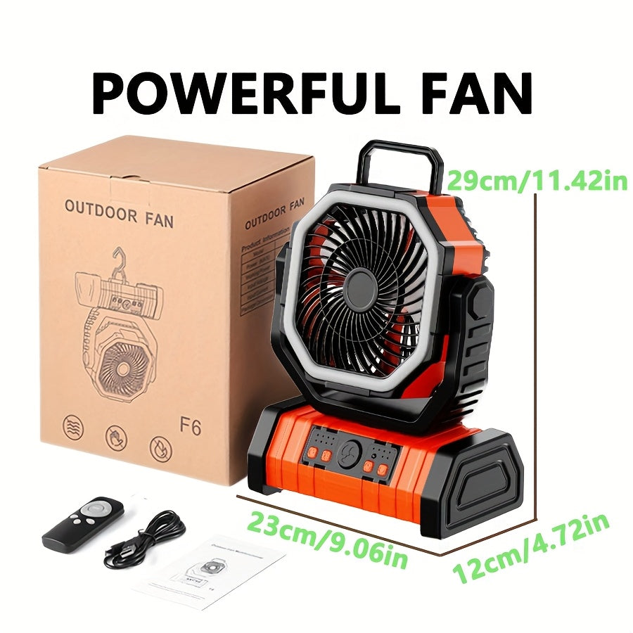 Tent Fan with LED Light 20000mAh Battery – 4-Level Brightness, Multi-Speed Rotatable Portable Tent Fan for Camping, Outdoor, Office & Home