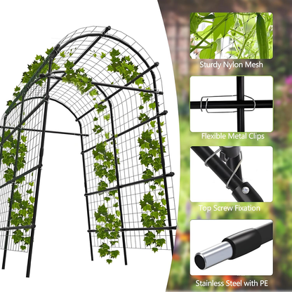Steel Garden Trellis Arch 7ft PE-Coated Climbing Plants Vegetables