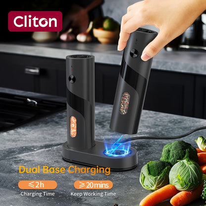 Electric Salt and Pepper Grinder Set with LED Light, Rechargeable Salt Pepper Mill, Adjustable Coarseness 3.72oz Large