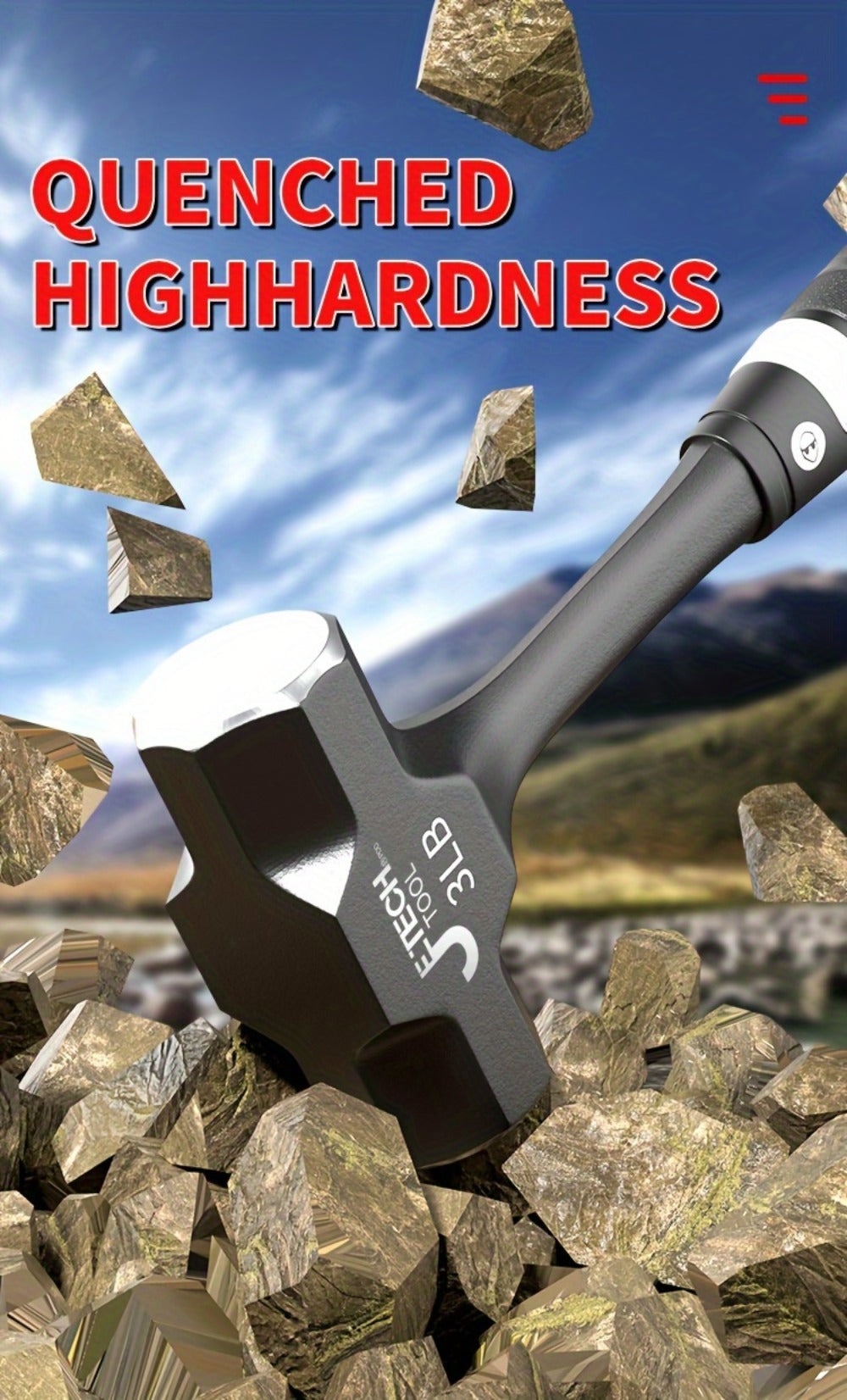 Octagonal Hammer 2/3/, Handle, Professional Masonry & Demolition Sledge Hammer for Stone, Concrete