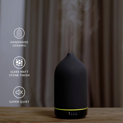 200ml Essential Oil Diffuser with Textured Glass-Style Cover, Seven-Color Light and 2H, 4H or 6H Timer