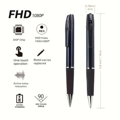 1080P Pen-Style Body Camera with One-Button Recording, USB Port and Camera-Only, 32GB or 64GB Card Options