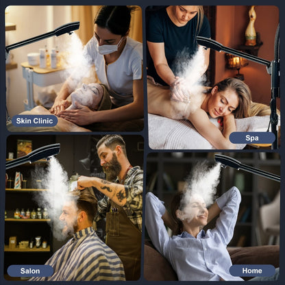 Facial Steamer with Ozone & 3X Magnifying Lamp, 2-in-1 Professional Wheeled Spa Steamer, Timer Preset