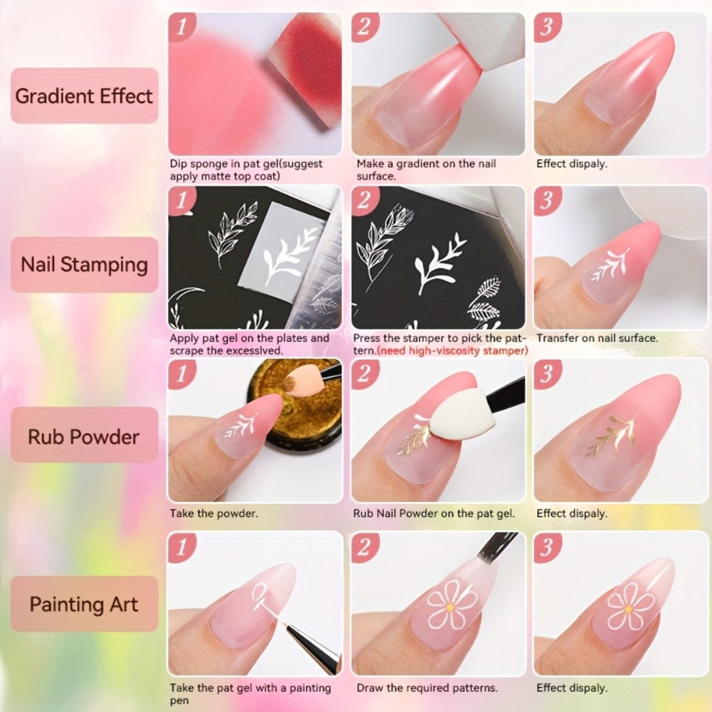 Gel Nail Polish 4-in-1 Nine-Color Palette for Ombre, Stamping, Painting and Powder Nail Art