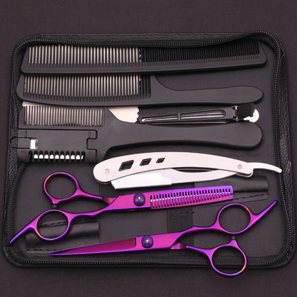 Hair Cutting Scissors Set – Japan Stainless Steel Barber Shears with Thinning Scissors & Razor Comb, Professional Salon Kit for Women Men