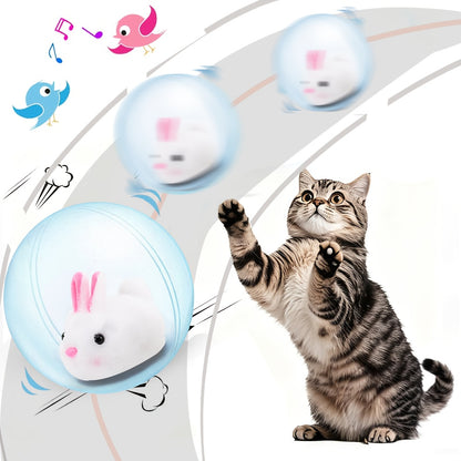 Interactive Cat Toy Ball – Automatic Motion Activated Rolling Toy for Indoor Cats and Dogs, Rechargeable Electric Moving Ball with Rabbit