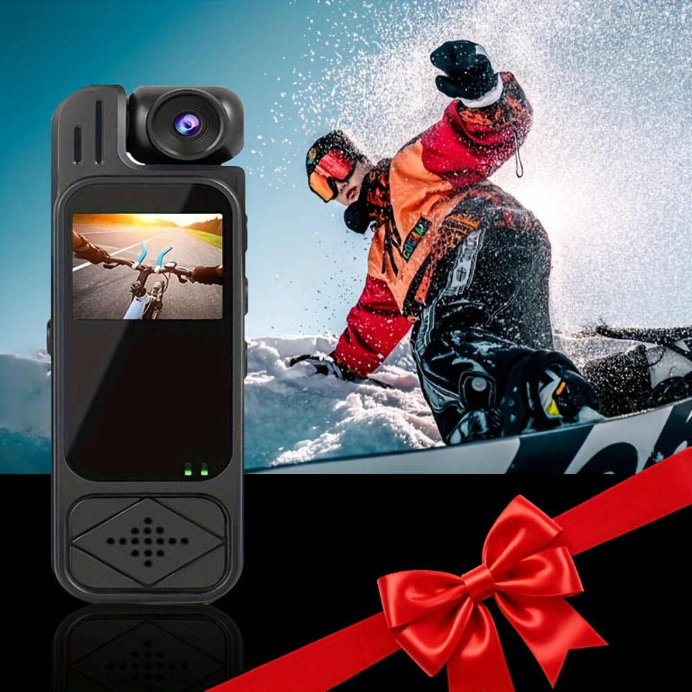 1080P Body Camera with 180-Degree Rotating Lens, Small Screen, Audio and Optional 32GB SD Card