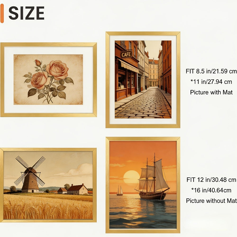 Picture Frame Set of 5 – 12x16 Inch Gallery Wall Photo Frames, Display 8.5x11 with Mat or 12x16 Without Mat | HD Cover