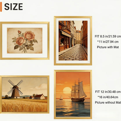 Picture Frame Set of 5 – 12x16 Inch Gallery Wall Photo Frames, Display 8.5x11 with Mat or 12x16 Without Mat | HD Cover