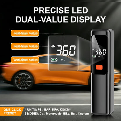 150 PSI Cordless Tire Inflator with Digital Pressure Display, Preset Controls, LED Light and Nozzle Set